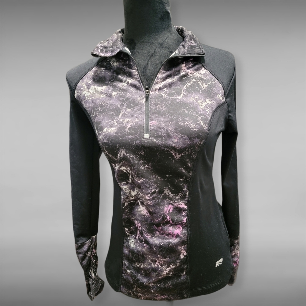 Purple and black sports long sleve shirt